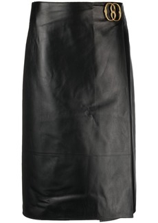 Bally logo-plaque leather skirt