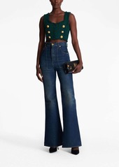 Balmain 6-Buttons tweed cropped top