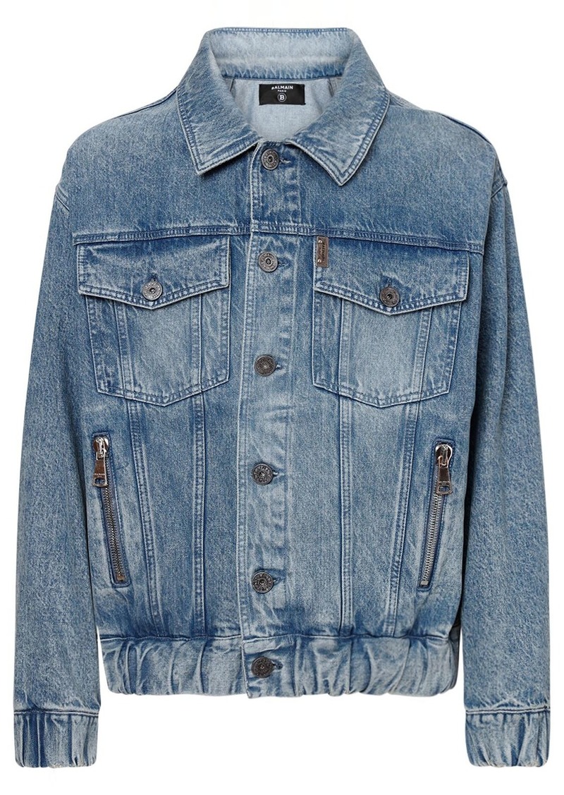 Balmain 70s Logo Cotton Denim Jacket