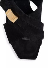 Balmain 75MM Suede Buckle Mules