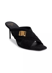 Balmain 75MM Suede Buckle Mules