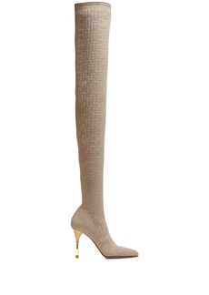 Balmain 95mm monogram-knit over-the-knee boots