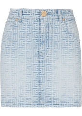 Balmain all-over monogram denim skirt