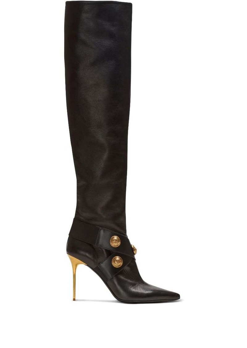 Balmain Alma leather knee-high boots