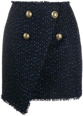 Balmain asymmetric wraparound tweed skirt