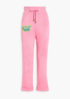 Balmain - Appliquéd French cotton-terry track pants - Pink - FR 34