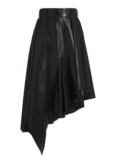 Balmain - Asymmetric Leather Midi Skirt - Black - FR 34 - Moda Operandi