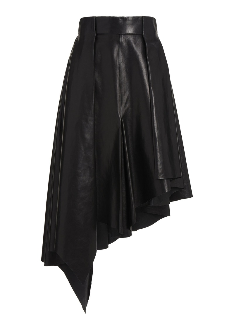 Balmain - Asymmetric Leather Midi Skirt - Black - FR 40 - Moda Operandi