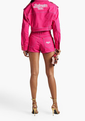 Balmain - Barbie cropped embroidered denim jacket - Pink - FR 38