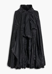 Balmain - Bow-embellished pleated silk-blend satin-jacquard top - Black - FR 34