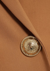 Balmain - Double-breasted cotton-blend crepe mini dress - Brown - FR 38