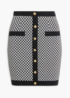 Balmain - Embellished jacquard-knit cotton mini skirt - Black - FR 36