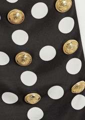 Balmain - Button-embellished polka-dot jersey mini dress - Black - FR 40