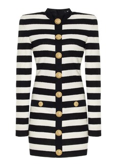 Balmain - Buttoned Striped Cotton-Jersey Mini Dress - Black/white - FR 36 - Moda Operandi