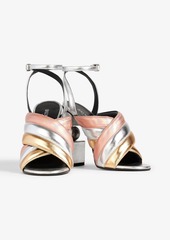 Balmain - Quilted metallic leather sandals - Metallic - EU 37.5