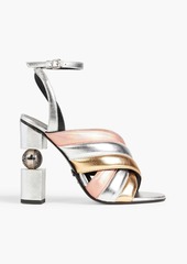 Balmain - Quilted metallic leather sandals - Metallic - EU 37.5