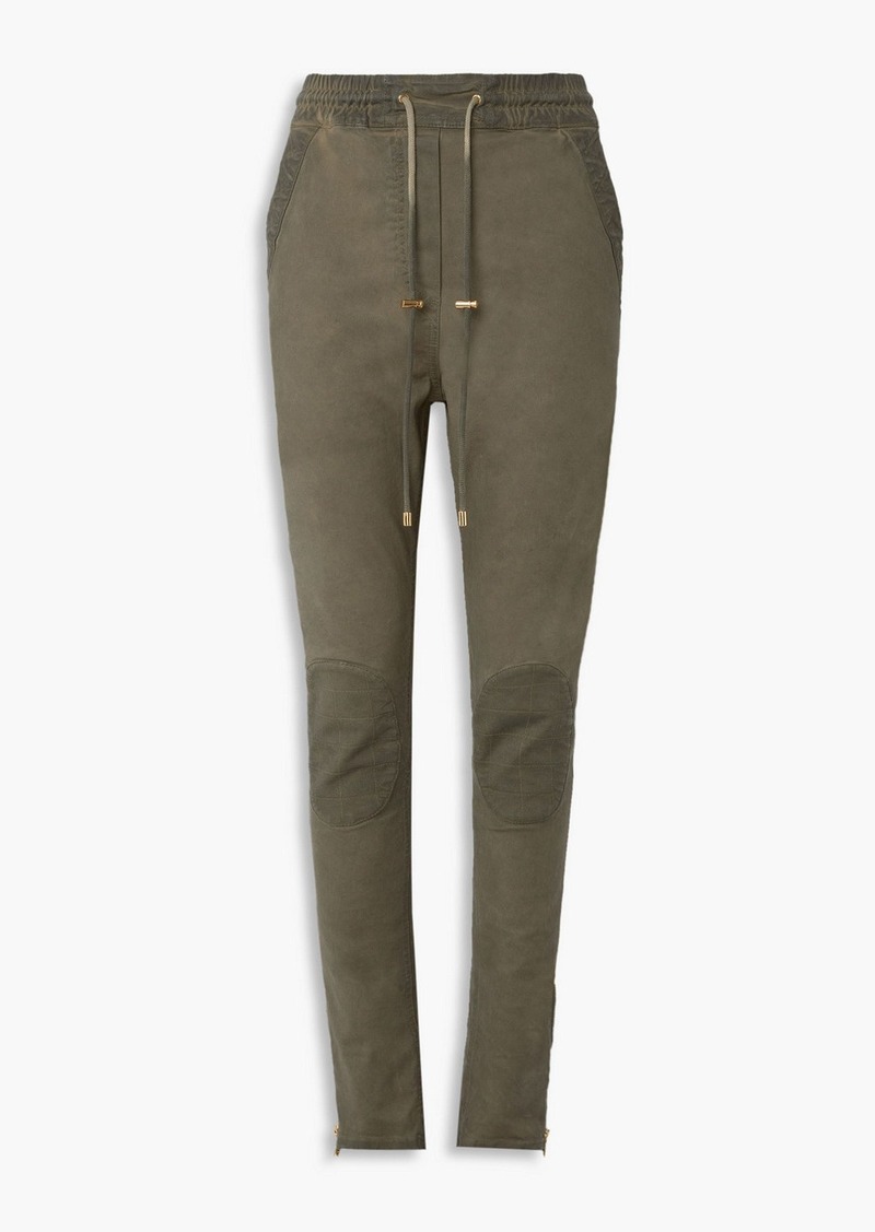 Balmain - Cotton-blend twill tapered pants - Green - FR 34