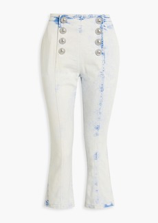 Balmain - Cropped bleached high-rise slim-leg jeans - Blue - FR 34
