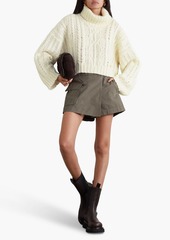 Balmain - Cropped cable-knit turtleneck sweater - White - FR 40