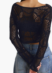 Balmain - Cropped crochet-knit wool-blend sweater - Black - FR 34