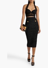 Balmain - Cropped jacquard-knit halterneck top - Black - FR 38