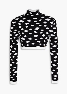 Balmain - Cropped jacquard-knit turtleneck sweater - Black - FR 40