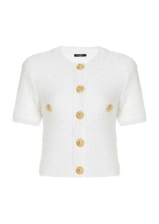 Balmain - Cropped Knit Cardigan - White - FR 36 - Moda Operandi