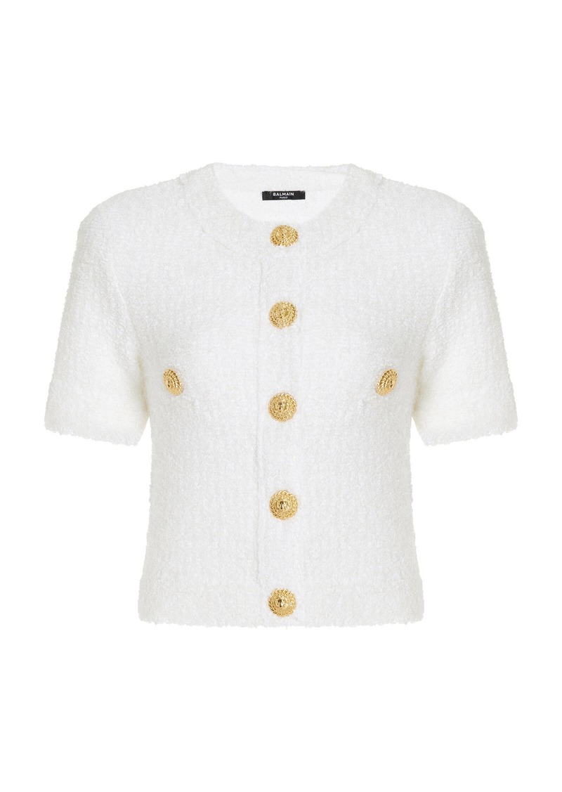 Balmain - Cropped Knit Cardigan - White - FR 40 - Moda Operandi