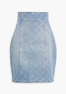 Balmain - Crystal-embellished denim mini skirt - Blue - FR 40