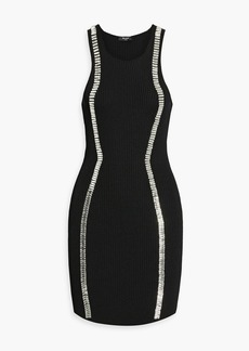 Balmain - Crystal-embellished ribbed-knit mini dress - Black - FR 38