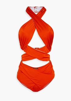 Balmain - Cutout halterneck swimsuit - Red - FR 36
