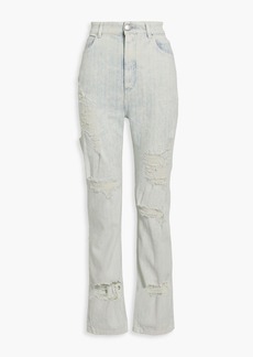 Balmain - Distressed faded high-rise straight-leg jeans - Blue - FR 34