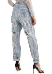 Balmain - Embellished distressed boyfriend jeans - Blue - FR 34
