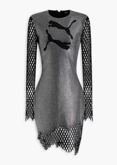 Balmain - Embellished jersey and mesh mini dress - Metallic - FR 38