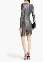 Balmain - Embellished jersey and mesh mini dress - Metallic - FR 38