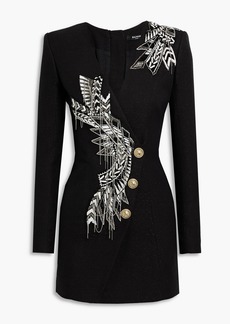 Balmain - Embellished metallic woven mini dress - Black - FR 38