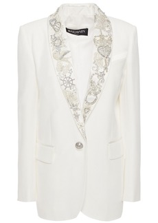 Balmain - Embellished stretch-crepe blazer - White - FR 34
