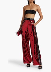 Balmain - Embellished tulle wide-leg pants - Red - FR 36