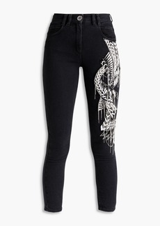 Balmain - Embroidered embellished high-rise slim-leg jeans - Black - FR 34