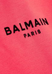 Balmain - Flocked French cotton-blend terry hoodie - Orange - XS