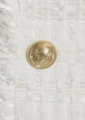 Balmain - Fringed button-embellished bouclé-tweed skirt - White - FR 34