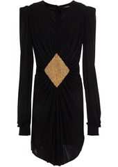 Balmain - Gathered embellished jersey mini dress - Black - FR 34