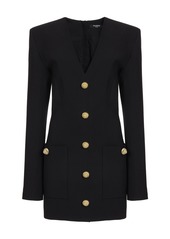 Balmain -  Grain Du Poudre Wool Mini Dress - Black - FR 38 - Moda Operandi