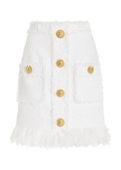 Balmain - High-Rise Fringed Tweed Mini Skirt - White - FR 40 - Moda Operandi