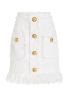 Balmain - High-Rise Fringed Tweed Mini Skirt - White - FR 38 - Moda Operandi