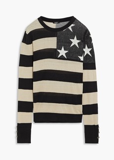 Balmain - Jacquard knit-paneled striped linen sweater - Black - M