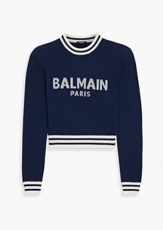 Balmain - Jacquard-knit wool-blend sweater - Blue - FR 42
