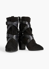 Balmain - Jilly leather-trimmed suede ankle boots - Black - EU 37
