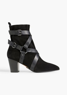 Balmain - Jilly leather-trimmed suede ankle boots - Black - EU 37