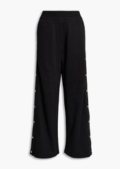 Balmain - Appliquéd French cotton-terry track pants - Black - FR 34